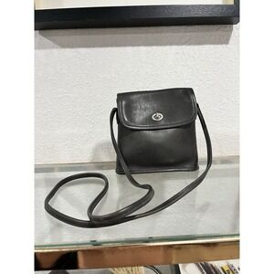 Vintage Coach Gray Leather Turnlock Flap Compact Pouch Crossbody Purse G&P-9049